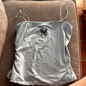 Women's Blue Butterfly Embroidered Top